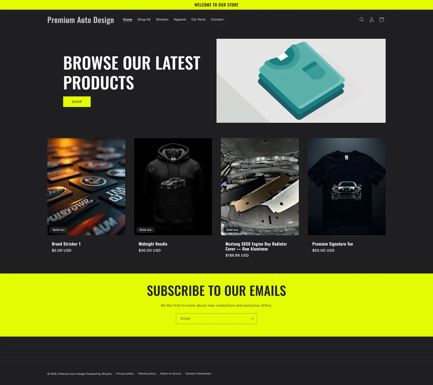 Home page before redesign